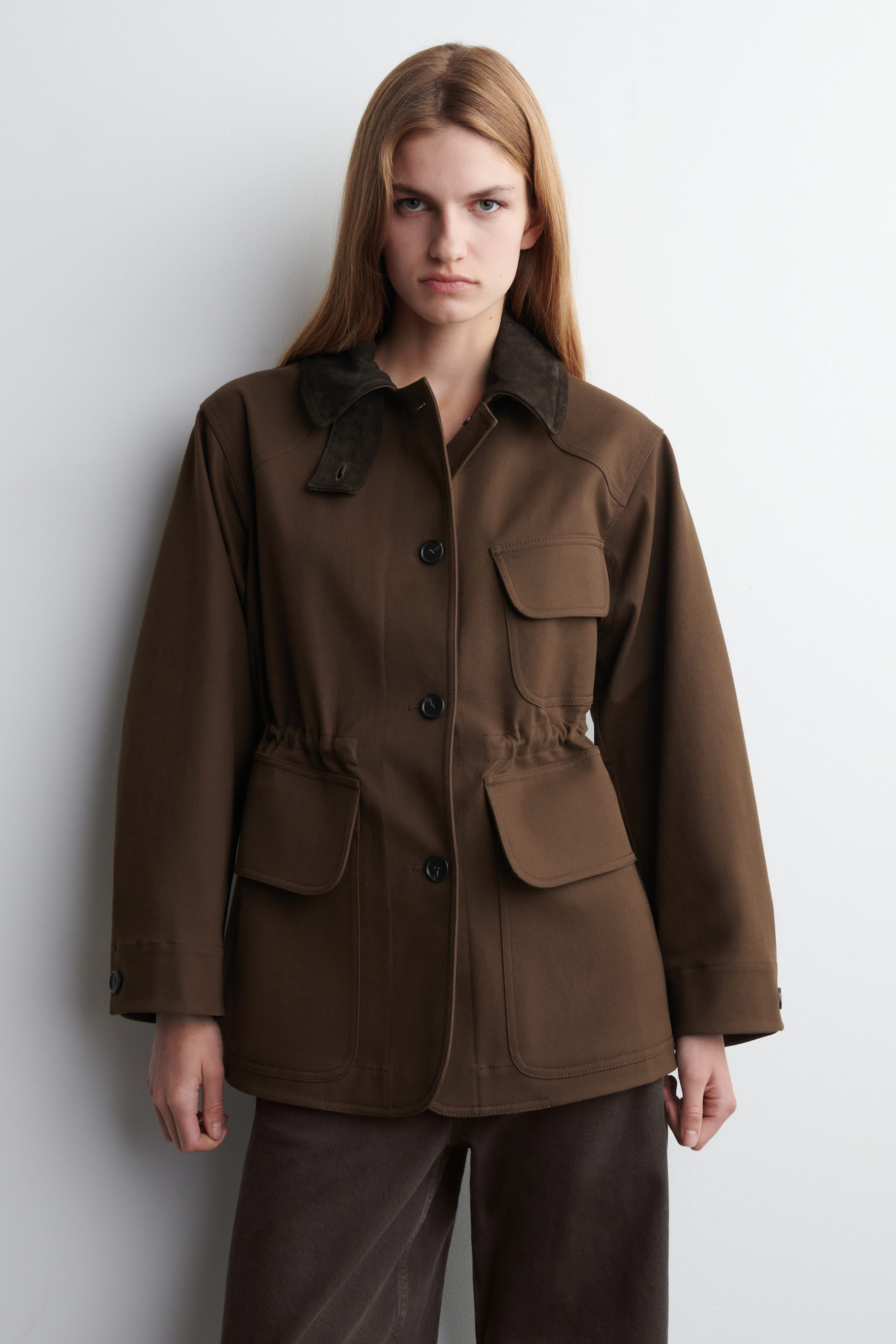 SUEDE-COLLAR FIELD JACKET - BROWN | COS US | COS (US)