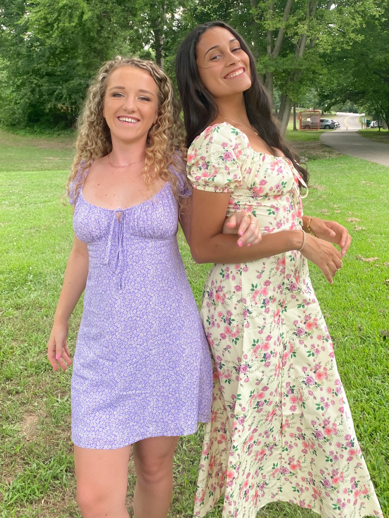 Floral dress floral outfit cottage core ditzy floral dress sundress dress picnic outfit purple dress yellow maxi dress