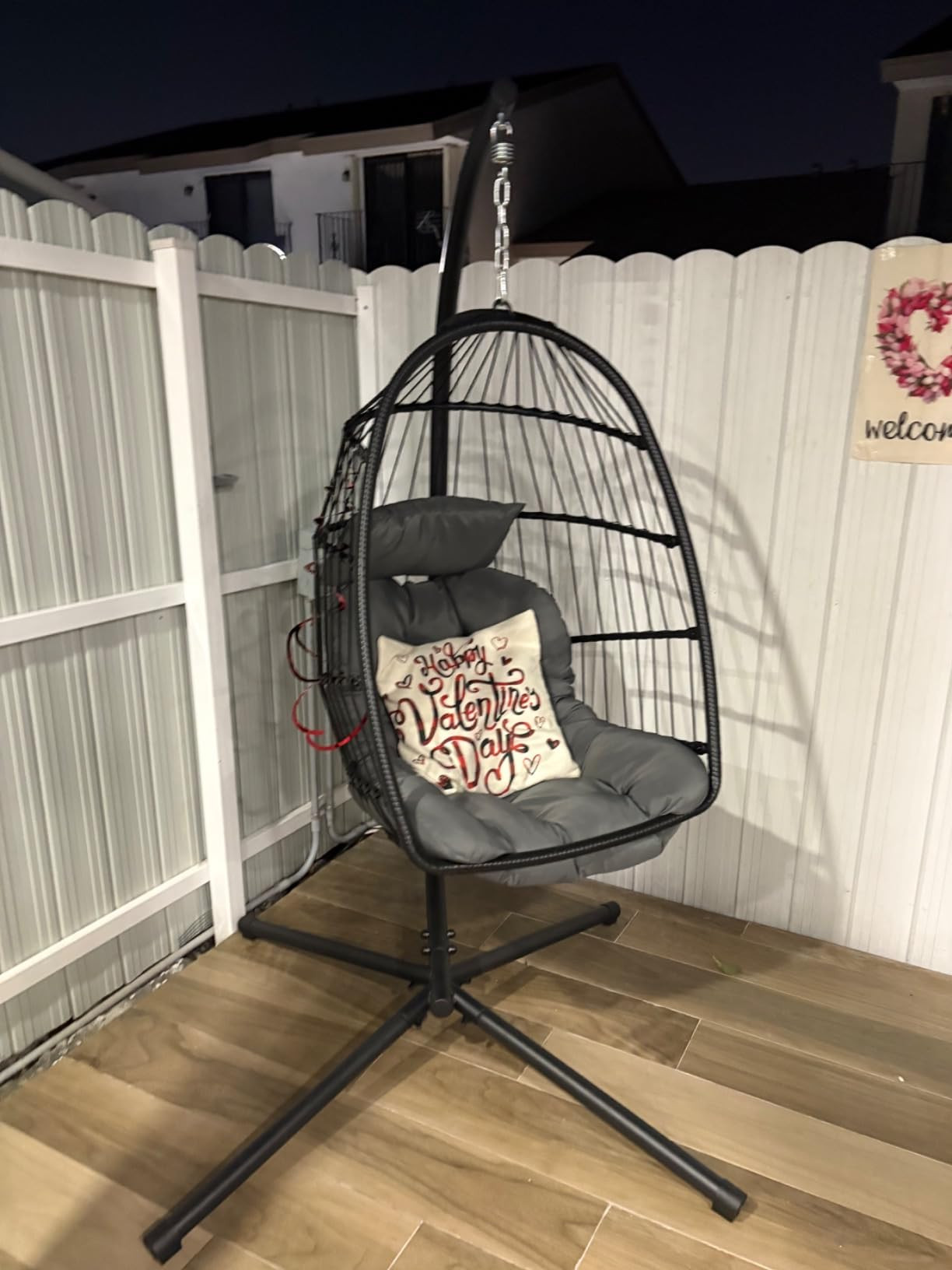 Egg Chair with Stand,Patio Rattan Wicker Hanging Swing Egg Chair Hammock Chair for Bedroom Porch Garden,Thickened Aluminum Alloy Steel Frame and UV Resistant Cushion,350LBS Capacity | Amazon (US)