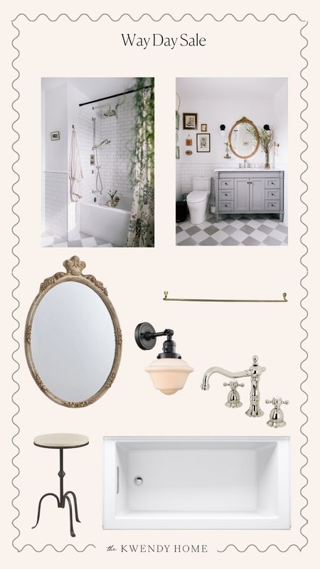 Way Day is here! Here’s what’s in our bathroom and on sale. I love the brass towel bar and the polished nickel faucet. We mixed metals with the black sconce and warmed it up with an oval mirror  

#LTKhome