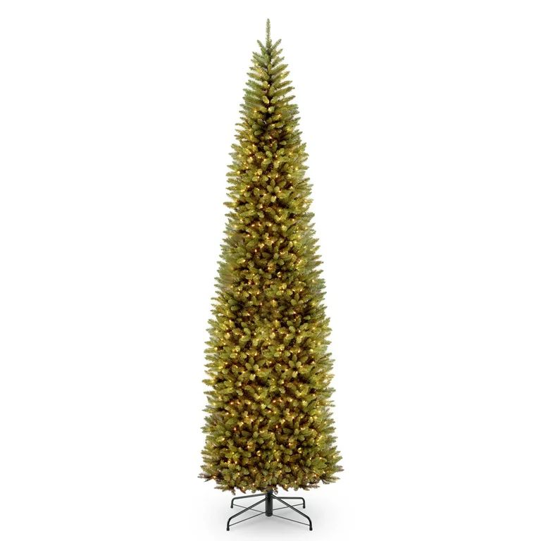 National Tree Company Artificial Pre-Lit Slim Christmas Tree, Green, Kingswood Fir, White Lights,... | Walmart (US)