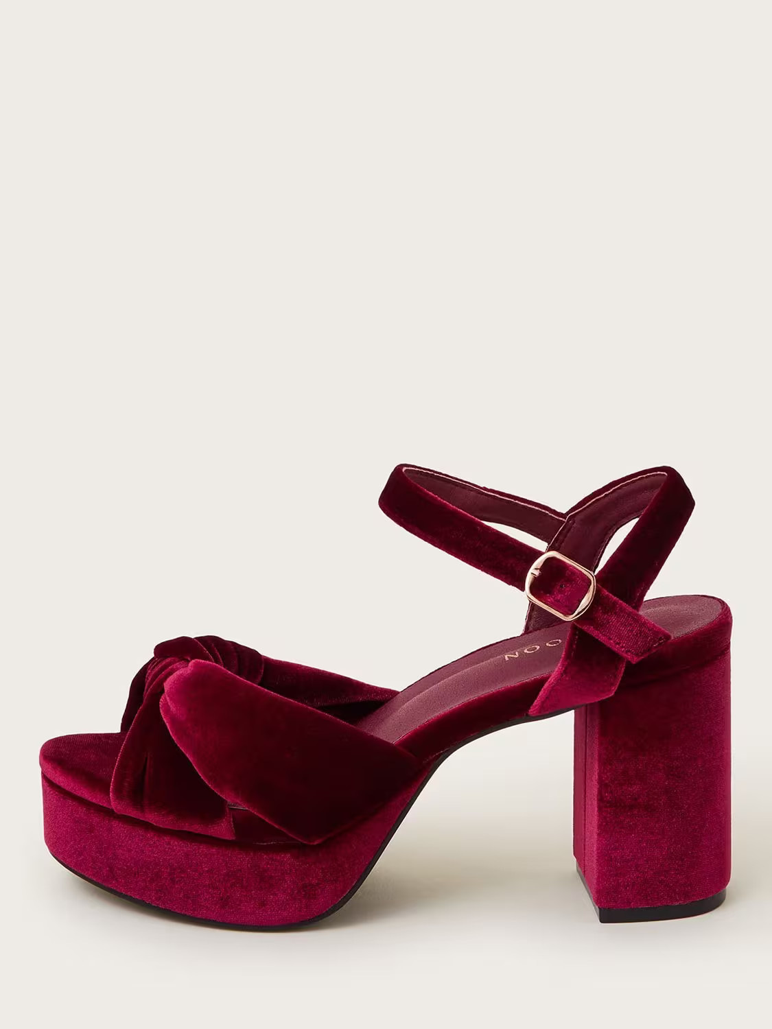 MonsoonNola Velvet Bow Platform Sandals, Red | John Lewis (UK)