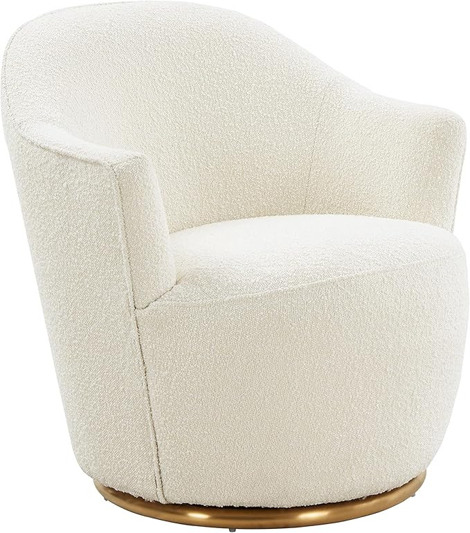 Tov Furniture Skyla Upholstered Boucle White Swivel Chair | Amazon (US)
