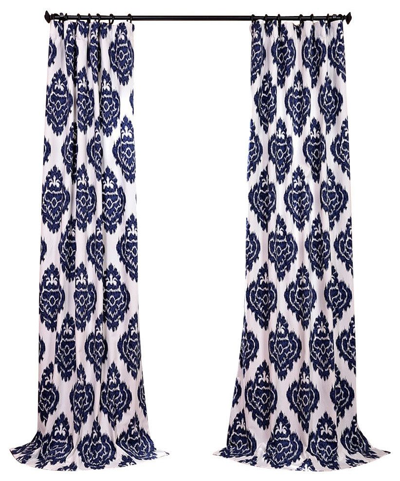 https://www.houzz.com/product/84116670-ikat-blue-printed-cotton-curtain-single-panel-50x108-mediterr | Houzz 
