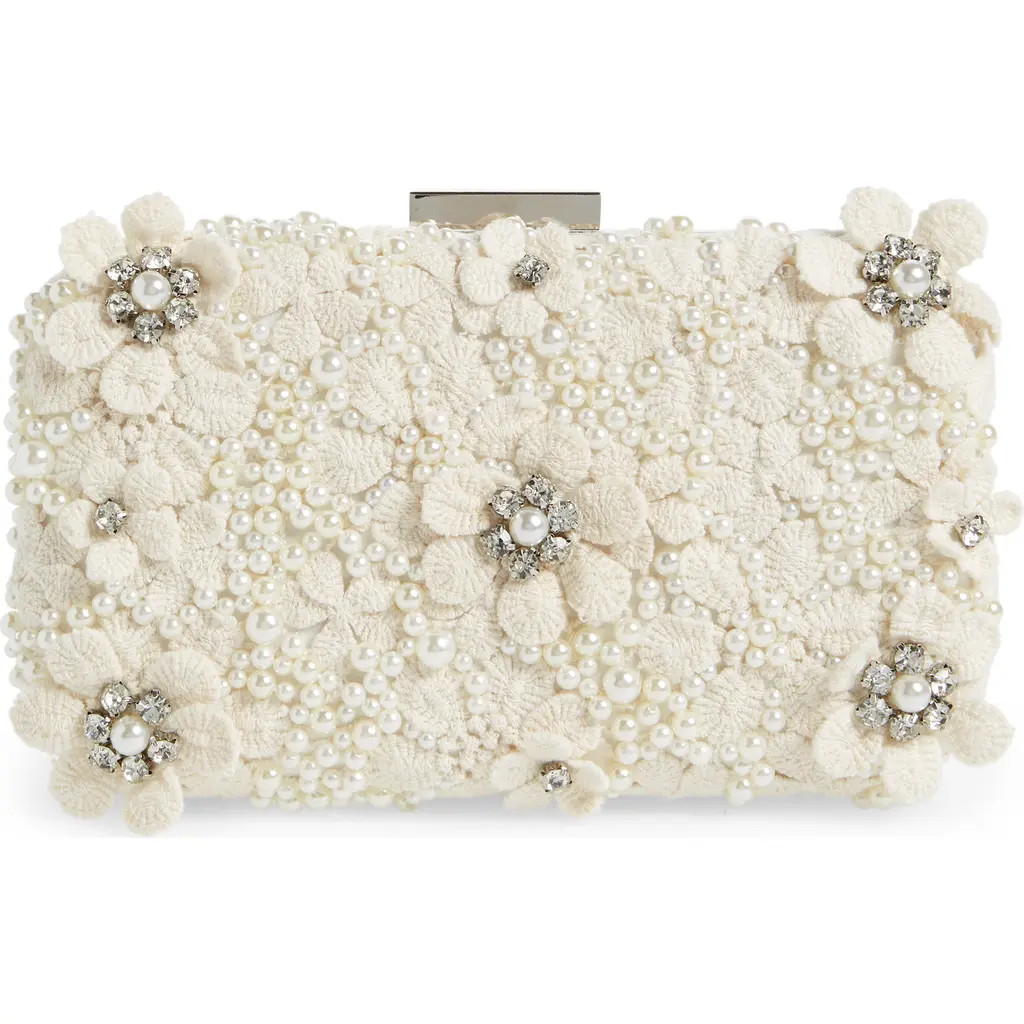Olga Berg Beth Bead & Crystal Clutch in Ivory at Nordstrom | Nordstrom