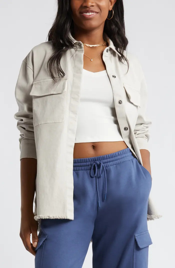 BP. Frayed Oversize Twill Workwear Shirt | Nordstrom | Nordstrom