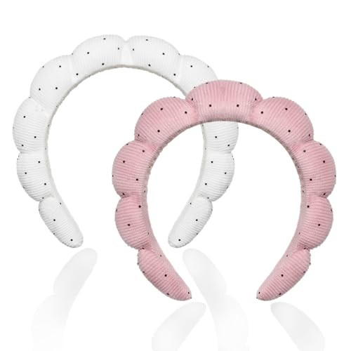 Spa Headbands 2 Piece Fluffy Makeup Headbands The perfect accessory to wear on the go for washing your face and applying makeup Skin care headbands with soft fluffy sponges for women and girls. | Amazon (US)