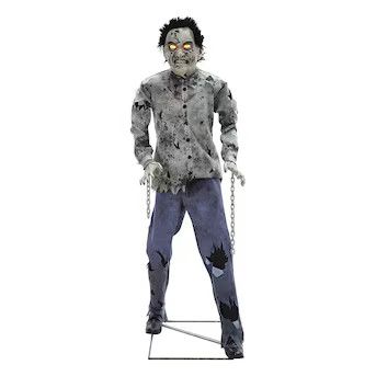 Haunted Living 6-ft Lighted Animatronic Guard Zombie | Lowe's