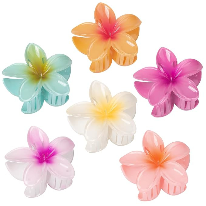 6 Pcs Flower Hair Claw Clips for Women, Hawaiian Hibiscus Flower Hair Clips, Summer Beach Essenti... | Amazon (US)