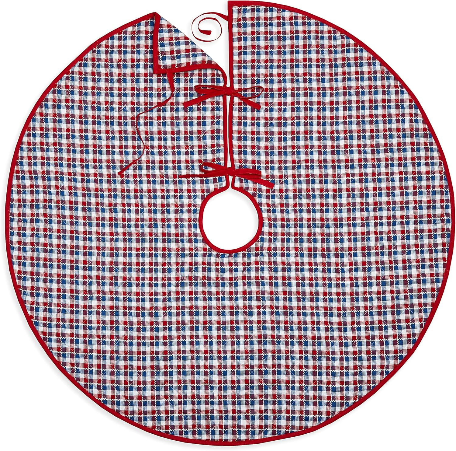 Cackleberry Home Americana Checkerboard Patriotic Tree Skirt Quilted Reversible Woven Cotton with... | Amazon (US)