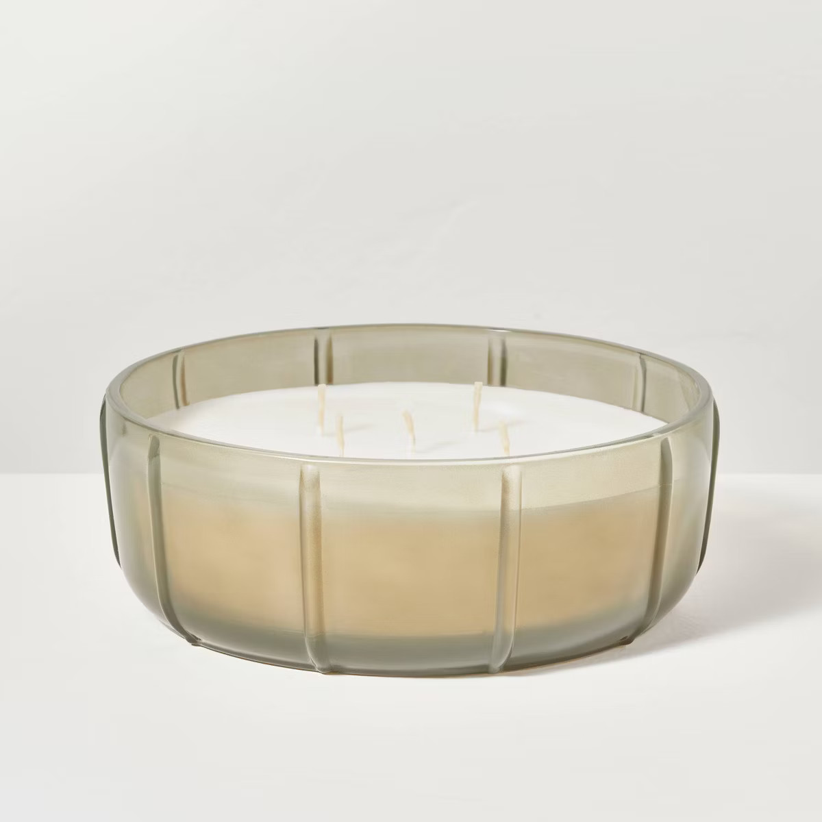 Tinted Glass Grapefruit & Herbs Ribbed Jar Candle Light Green - Hearth & Hand™ with Magnolia | Target