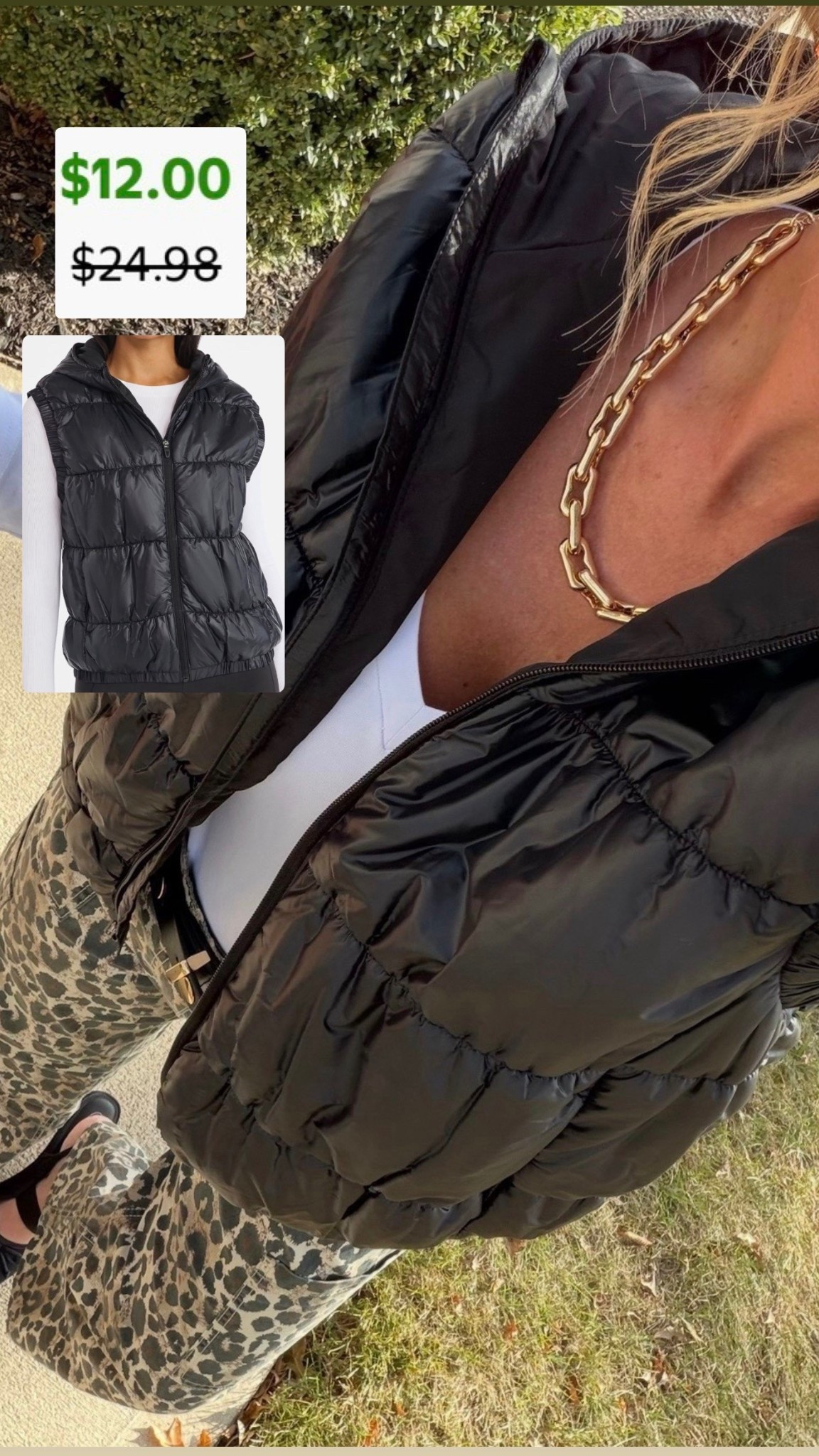 Puffer vest now clearance priced!! 
A puffer vest + leopard pants = perfect combo
Vest/small
Pants/medium 

#LTKSeasonal #LTKStyleTip