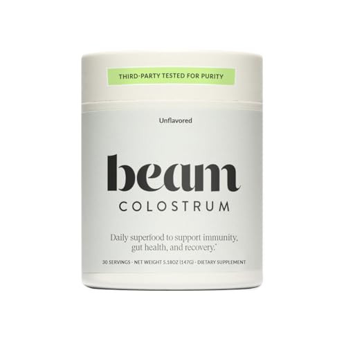 Beam Colostrum Powder – Grass-Fed Bovine Colostrum Supplement, 3g Per Serving, Colostrum for Gut Health, Immune System & Digestive Health Support, Non-GMO, Third-Party Tested, 30 Servings | Amazon (US)