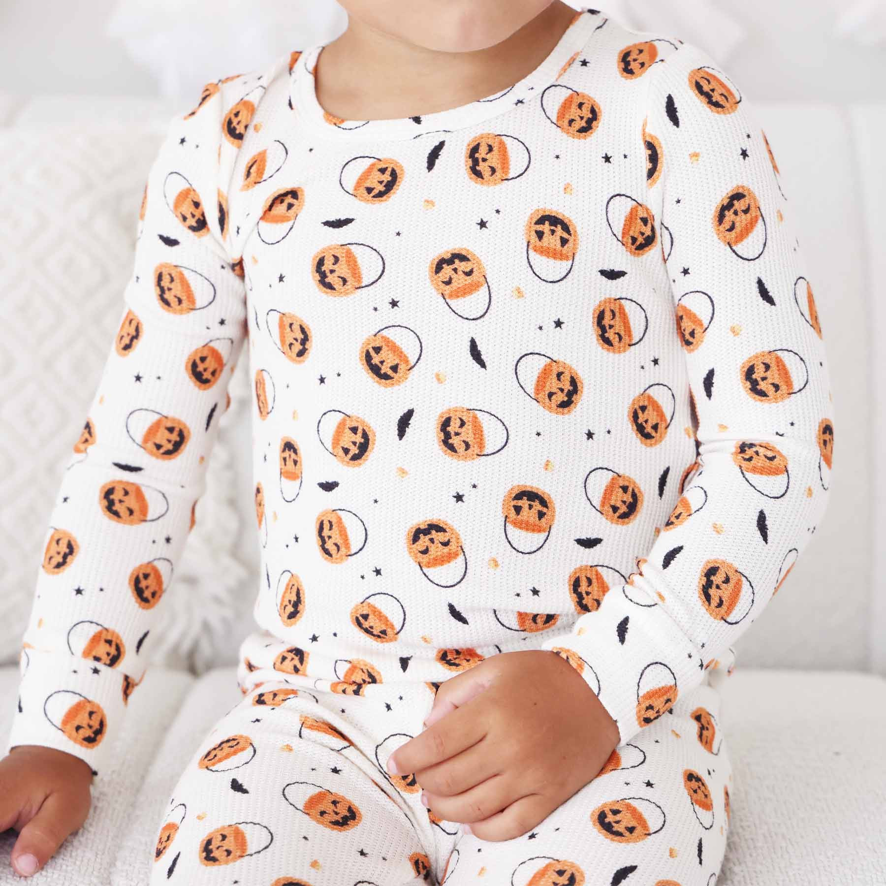 Trick or Treat Bamboo Waffle Two Piece Pajama Set | Caden Lane