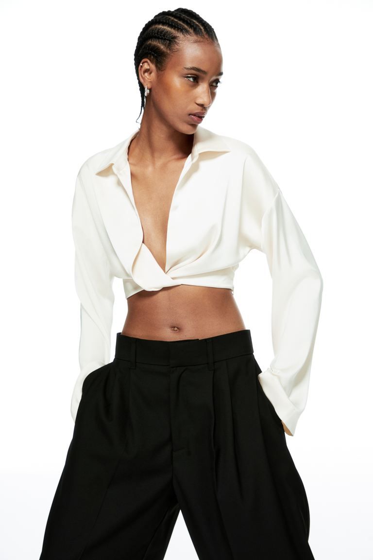 Cropped satin blouse | H&M (UK, MY, IN, SG, PH, TW, HK)