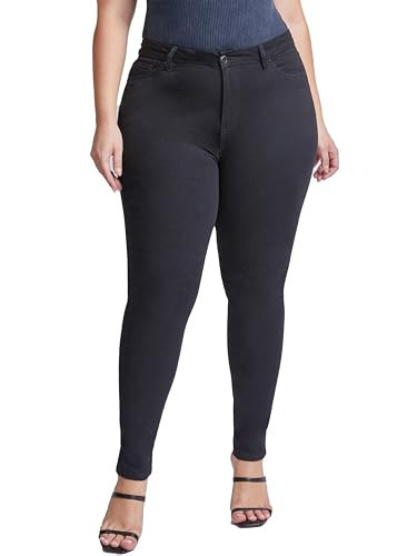 YMI Jeans Women's Plus Size Sustainable Curvy Fit Skinny Jeans, Black, 18 | Amazon (US)