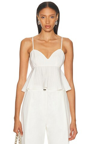 MATTHEW BRUCH Sweet Heart Crop Top in White Stripe - White. Size 2 (also in 0, 6). | FWRD 