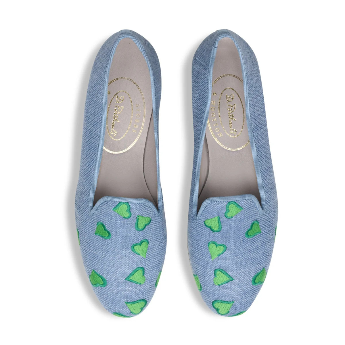 Hearts Chambray Linen Slipper | Over The Moon
