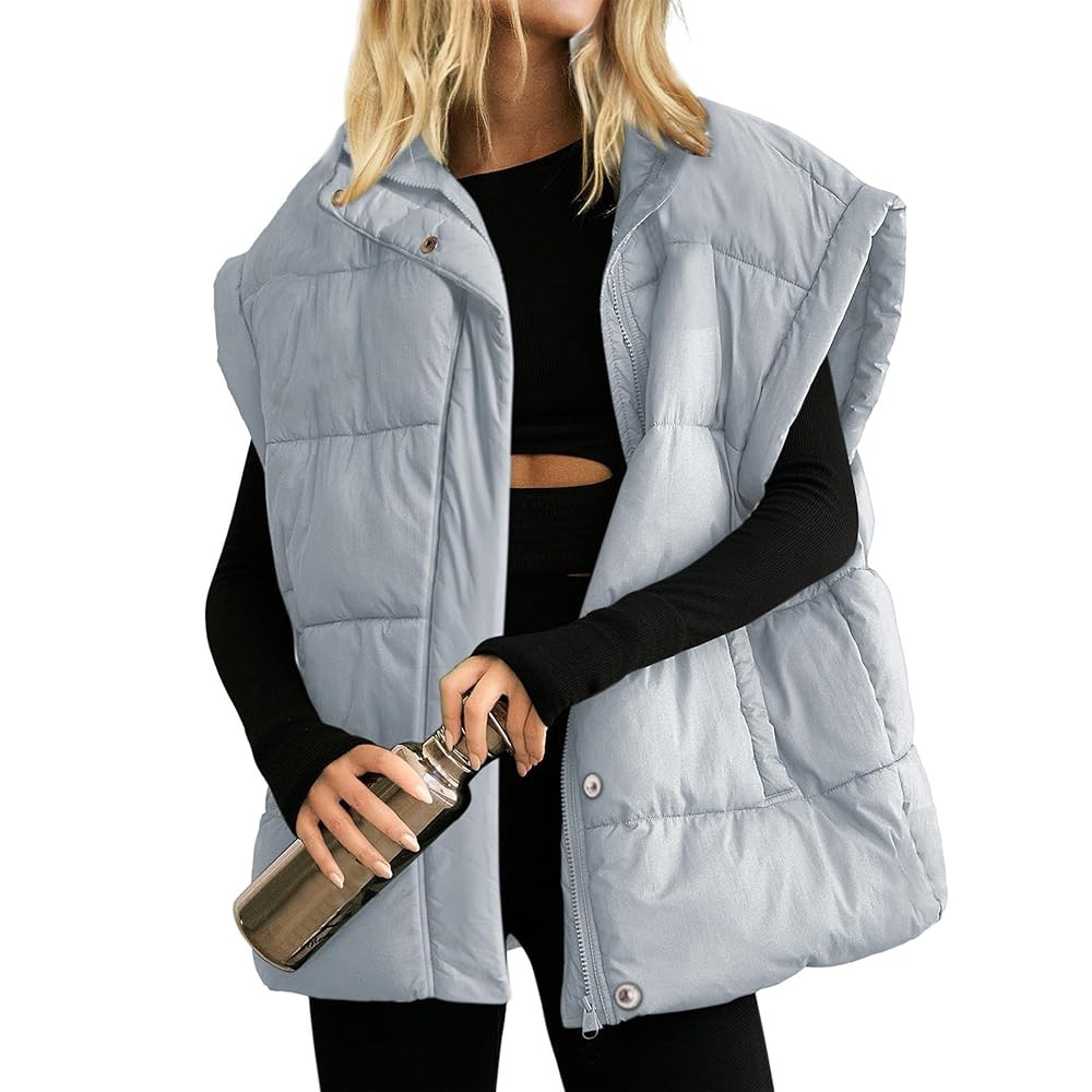 Songling Womens Oversized Puffer Vest Stand Collar Full Zip Sleeveless Bubble Puffer Vest Quilted... | Amazon (US)