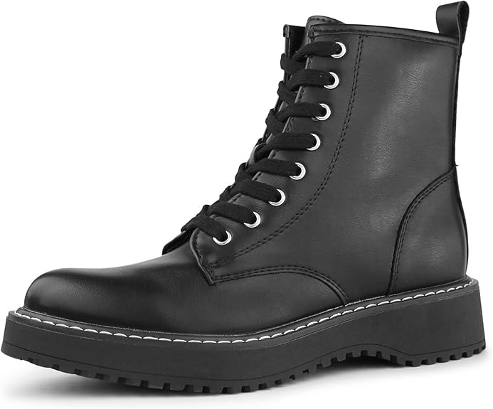 Hawkwell Women's Combat Boots Side Zipper Lace up Ankle Booties | Amazon (US)