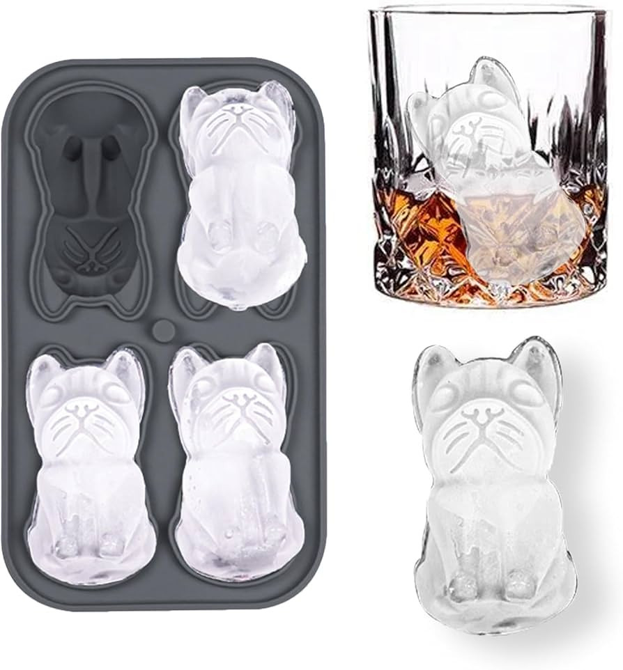 French Bulldog Gifts 3D Ice Cube Mold, Admaison Ice Cube Tray with Funnel for Cocktails, Bourbon,... | Amazon (US)