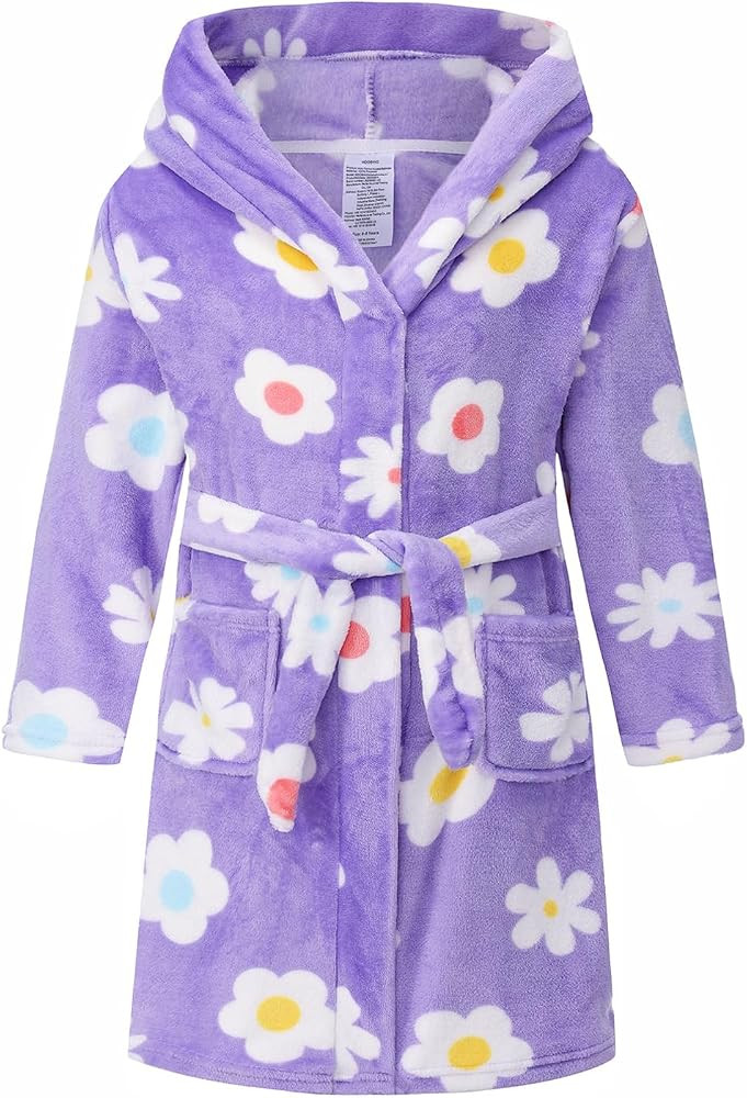Boys Girls Robe Kids Flannel Hooded Bathrobe Sleepwear Pajamas Toddler Soft Plush Robes for Girls... | Amazon (US)