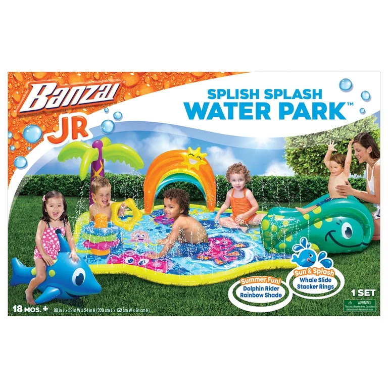 Banzai Jr. Splish Splash Inflatable Water Park for Toddlers - Includes Slide and Play Features | Walmart (US)