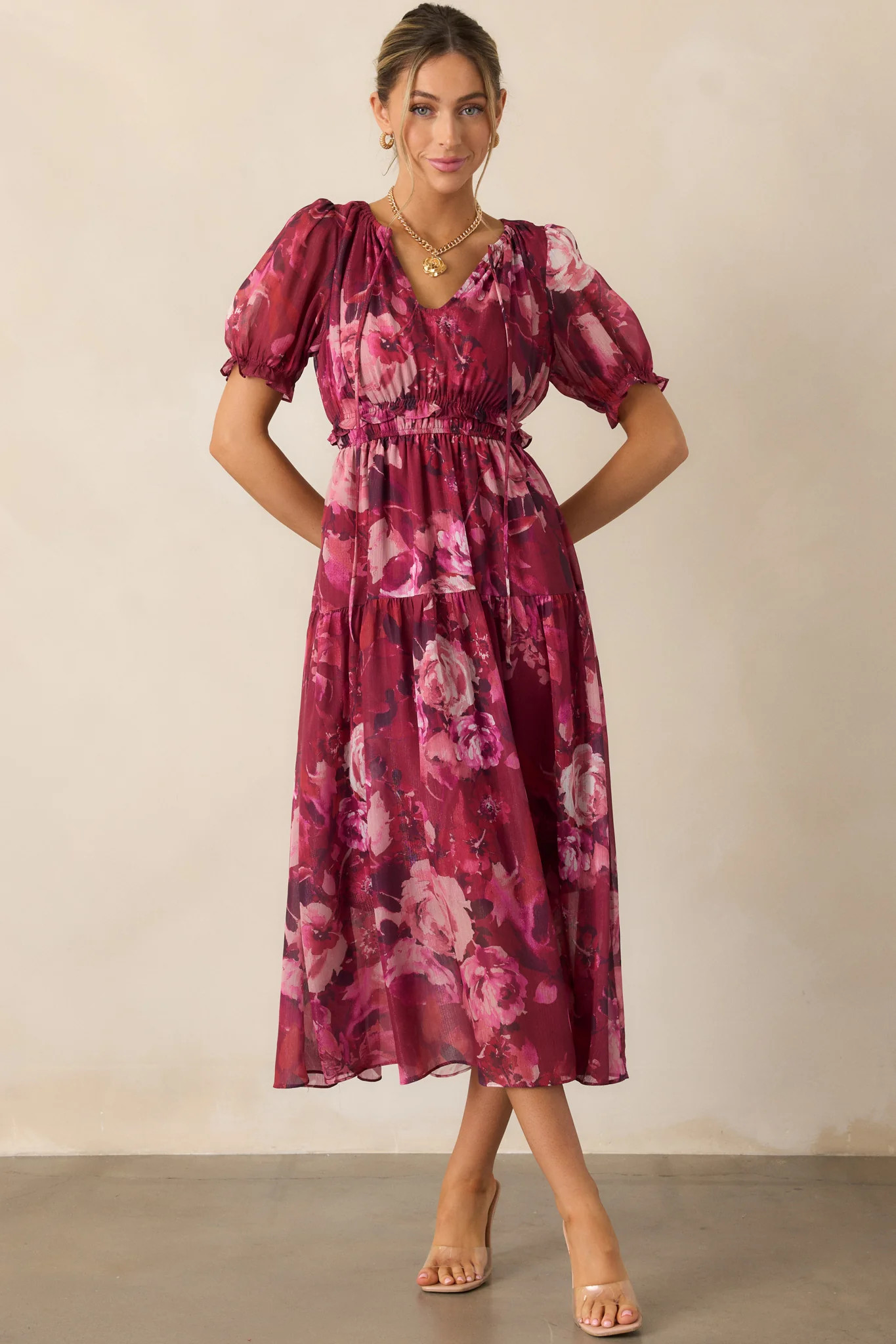 Meadows Call Berry Floral Maxi Dress | Red Dress
