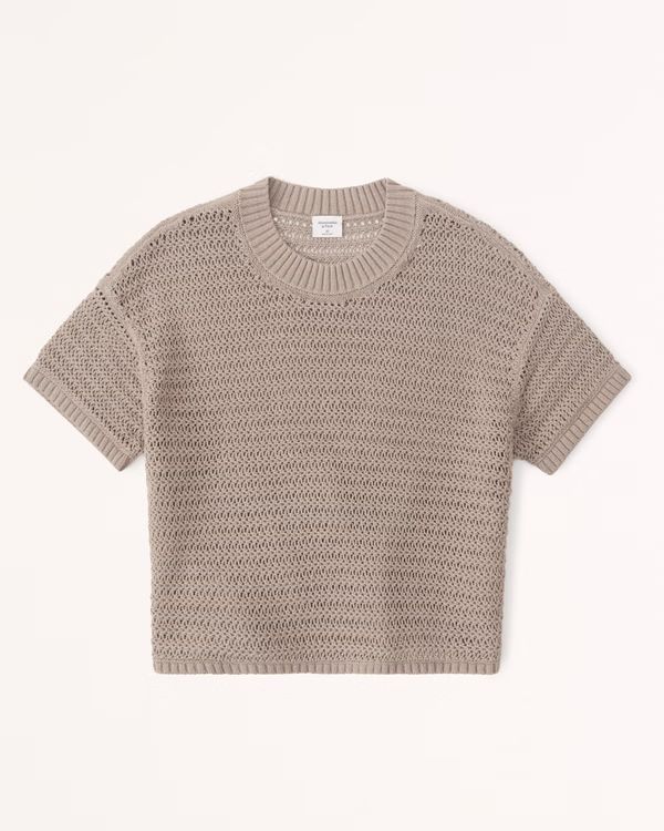 Short-Sleeve Crochet Tee | Abercrombie & Fitch (US)