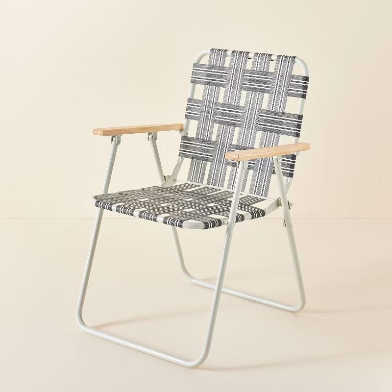 Folding Lawn Chair - Blue/Gray Plaid - Hearth & Hand™ with Magnolia | Target