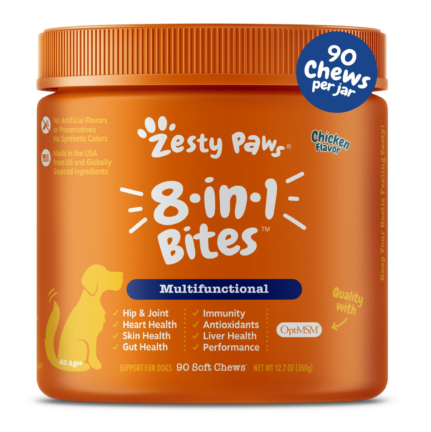 Zesty Paws Multivitamin Treats for Dogs - Glucosamine Chondroitin for Joint Support + Digestive E... | Amazon (US)