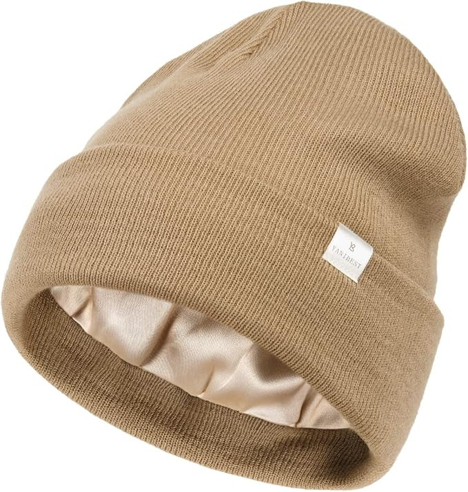 YANIBEST Womens Satin Lined Knit Beanie Hat Acrylic Winter Hats for Women Men Silk Lining Soft Sl... | Amazon (US)