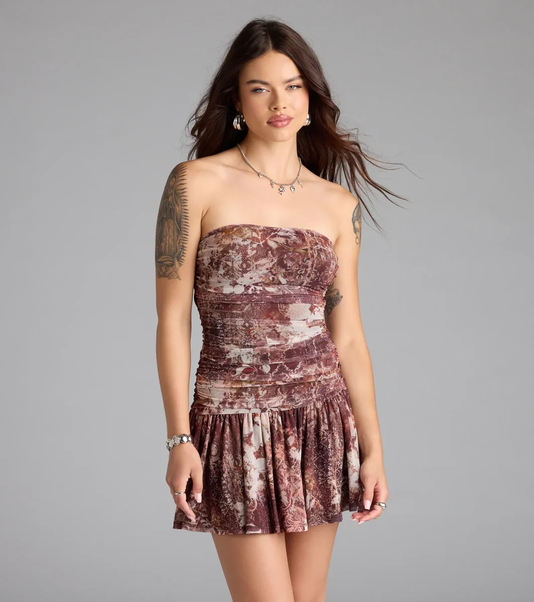 Forever Dreaming Strapless Cutout Ruffle Mini Dress | Windsor Stores