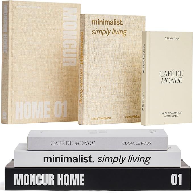 MONCUR HOME Fake Books for Decoration set of 3 Decor Books Neutral Aesthetic Tones, Beige, Black ... | Amazon (US)