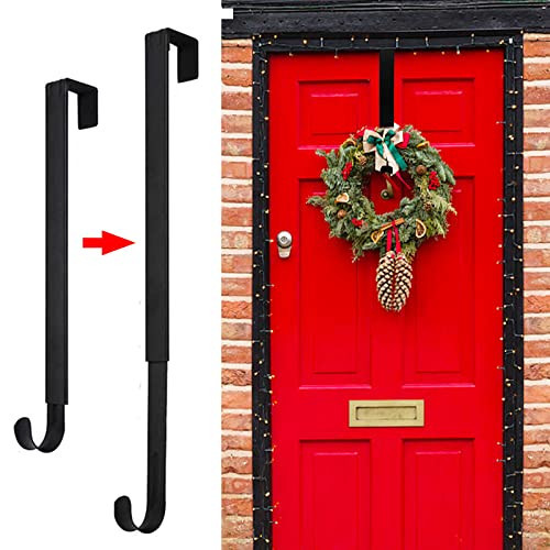 GP Life Wreath Hanger for Front Door, Adjustable from 15 to 25 Inches Hanger, 20 lbs Larger Door Upgrade Christmas Fall Wreaths Decorations Hook (Black) | Amazon (US)