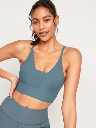 Light Support PowerSoft Textured-Rib Sports Bra for Women | Old Navy (US)