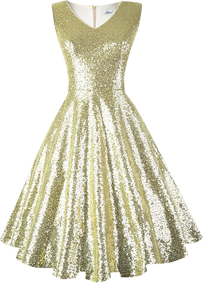 Dressever Women's 50s 60s Vintage Sleeveless Cocktail Party Dress with Pockets | Amazon (US)