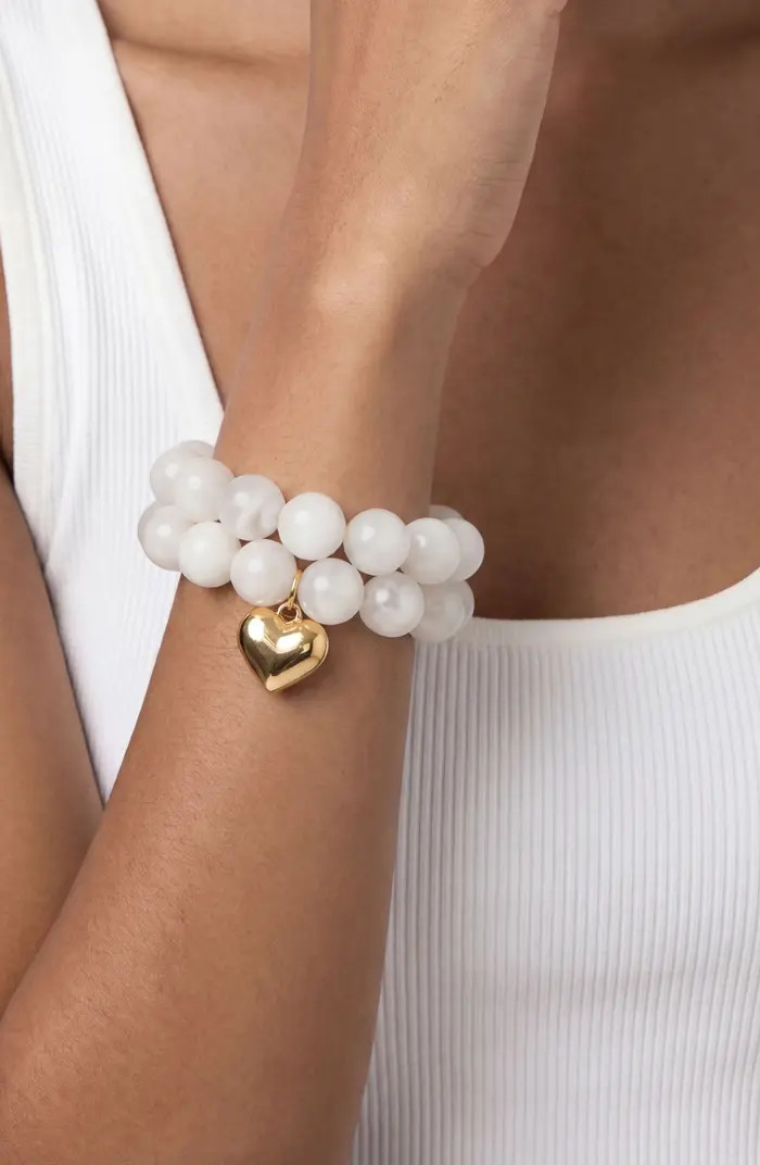 Ettika Luck & Love Stone Puffy Heart Stretch Bracelet | Nordstrom | Nordstrom