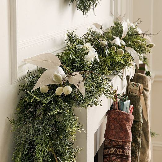 Pre-Lit Faux Juniper Lit Garland | West Elm (US)