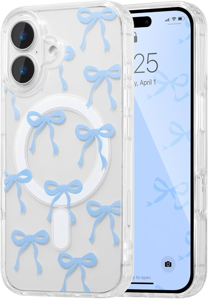 UEEBAI Magnetic for iPhone 16 Plus Case, Bow Case Compatible with MagSafe, Wireless Slim Clear Ri... | Amazon (US)