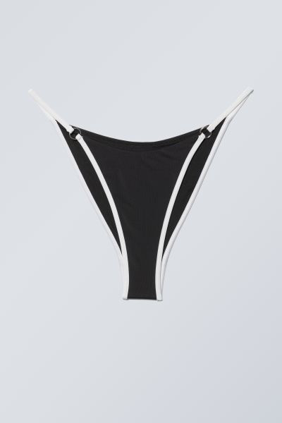 Brazilian Tanga Bikini Bottoms - Black White - Ladies | H&M GB | H&M (UK, MY, IN, SG, PH, TW, HK)