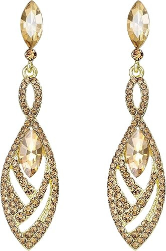BriLove Women's Crystal Gorgeous Twisted Dual Chandelier Teardrop Fashion Pierced Dangle Earrings | Amazon (US)