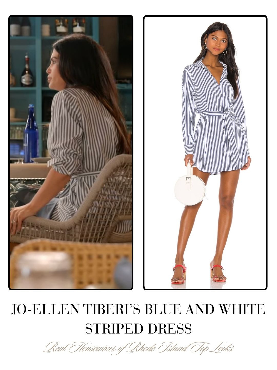 Jo-Ellen Tiberi's Blue and White Striped Shirt Dress 

 