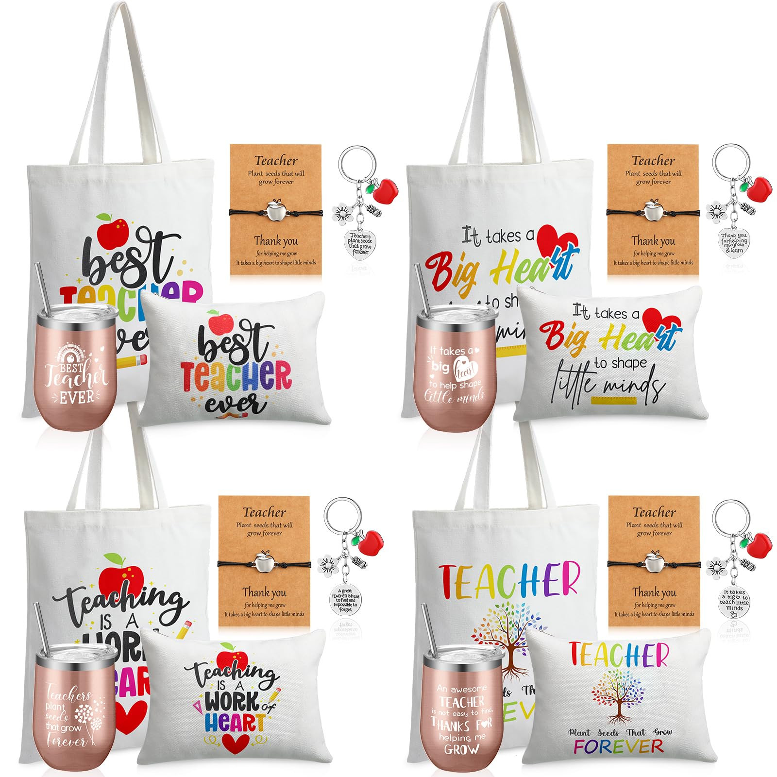 Nitial 4 Set Teacher Gifts Teacher Appreciation Gifts 12oz Stainless Steel Tumbler Makeup Bags Ca... | Amazon (US)