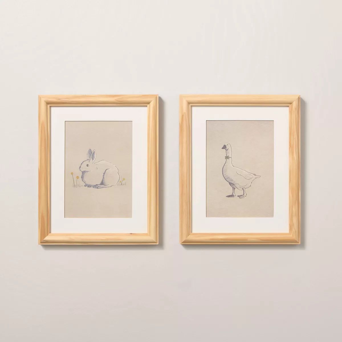 8"x10" Bunny and Duck Sketch Framed Wall Art (Set of 2) - Hearth & Hand™ with Magnolia | Target