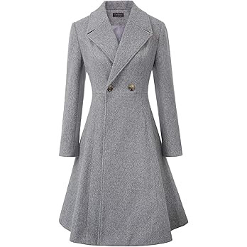 CURLBIUTY Women's Pea Coat Double Breasted A Line Long Trench Coat Winter Dress Coat with Pockets | Amazon (US)