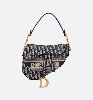 Saddle Bag Blue Dior Oblique Embroidery | DIOR | Dior Couture