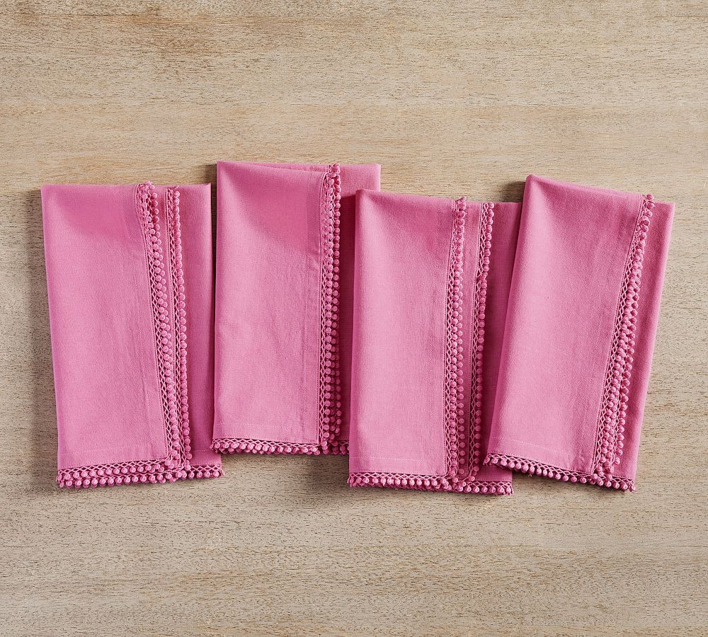 Morgan Lace Trim Organic Cotton Napkins - Set of 4 | Pottery Barn (US)