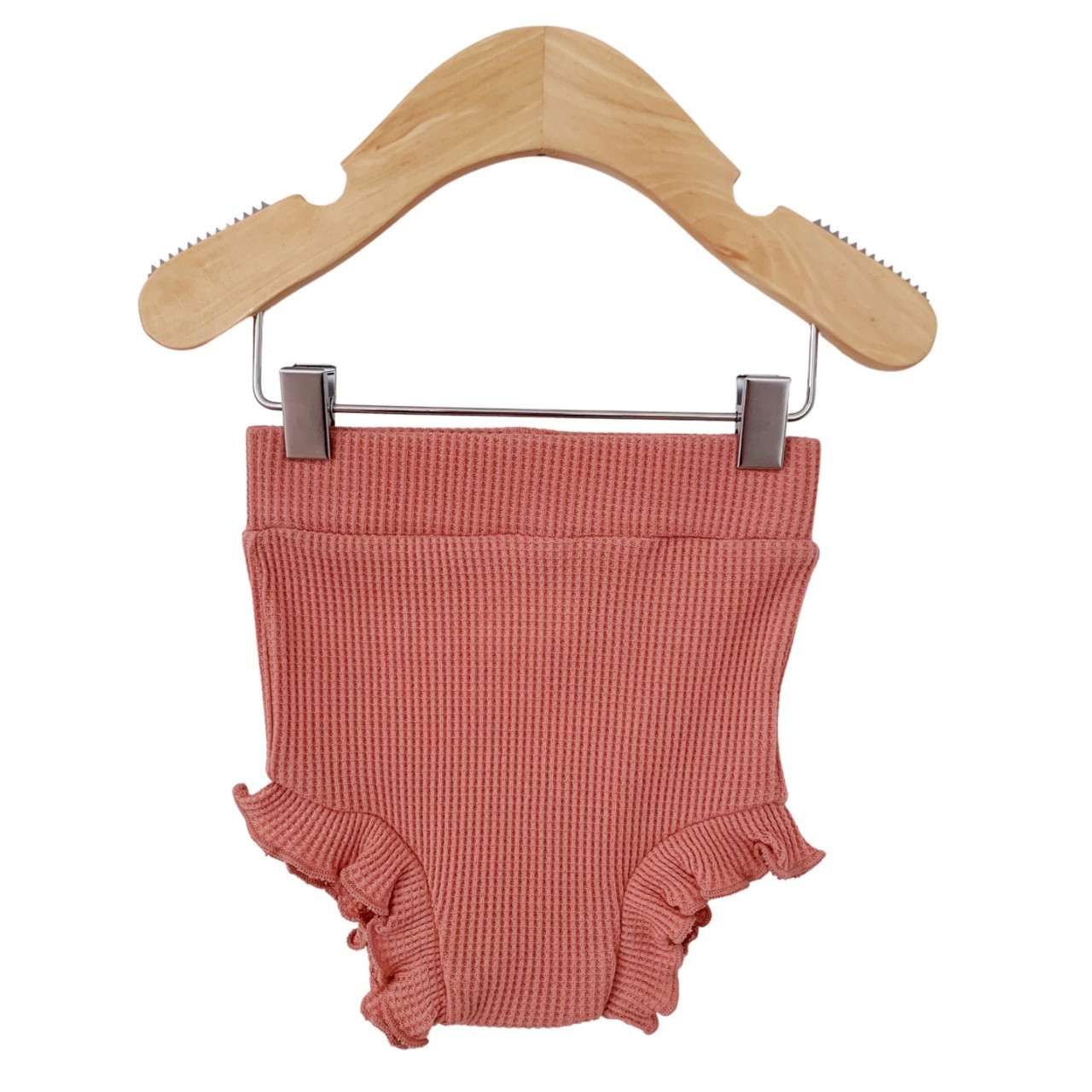 Organic Waffle Ruffle Bloomer, Dusty Rose | SpearmintLOVE
