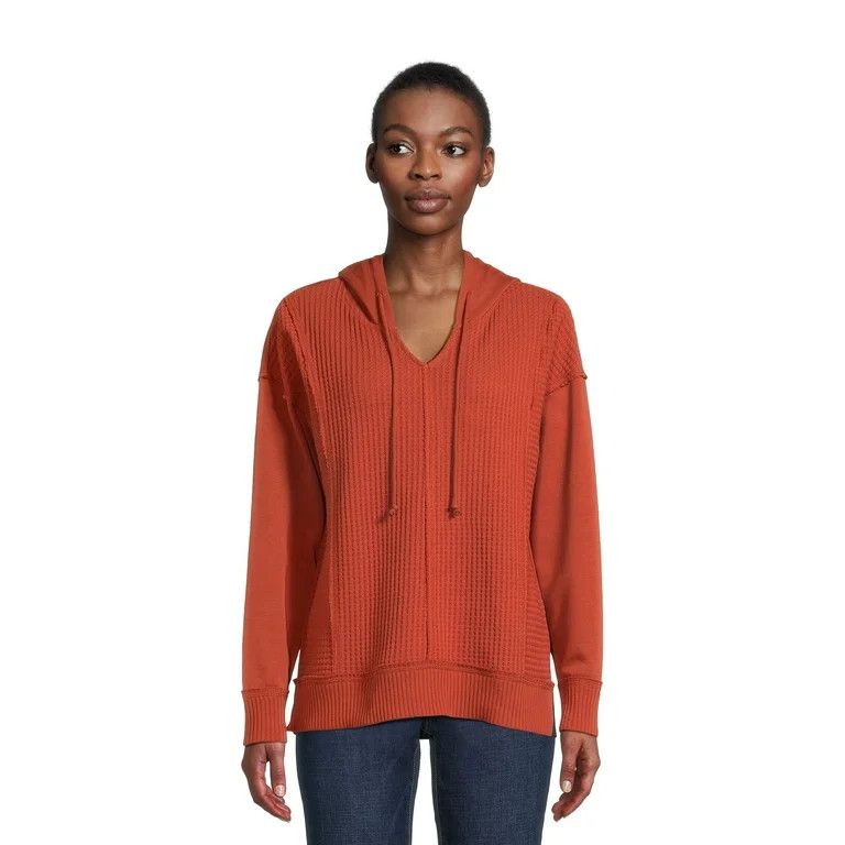 Time and Tru Women's Waffle Texture Hoodie, Sizes S-3XL | Walmart (US)